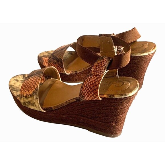 Comfort Est 1946 Womens Animal Print Platform Wedge Sandals Size 9M 4" Heel - Picture 13 of 16